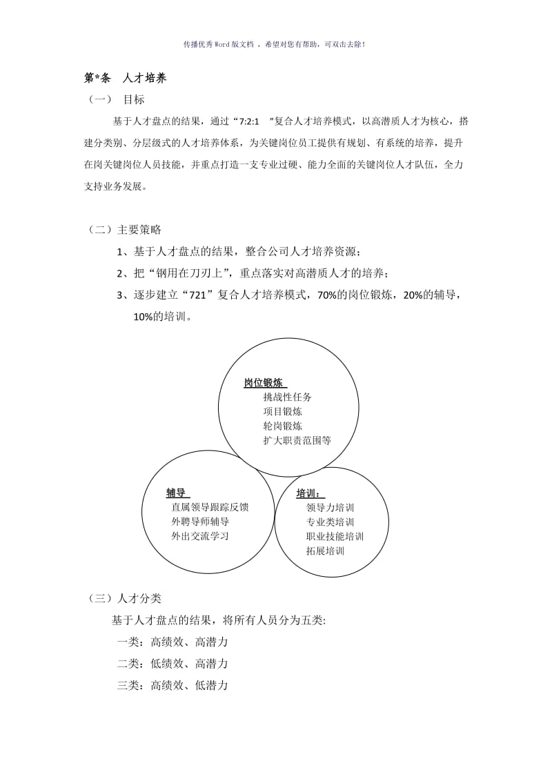 人才盘点后的人才培养方案（参考模板）.doc_第1页