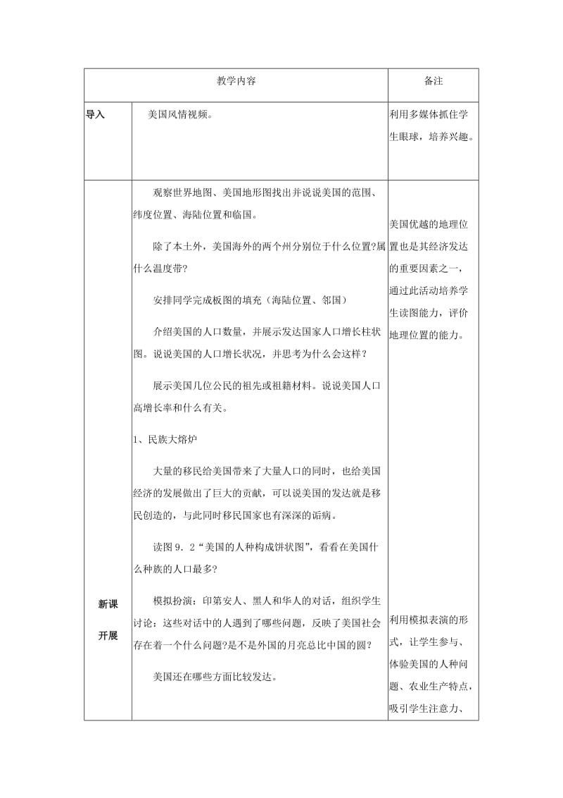 新人教版七年级地理下册《九章　西半球的国家第一节　美国》教案_12.docx_第2页