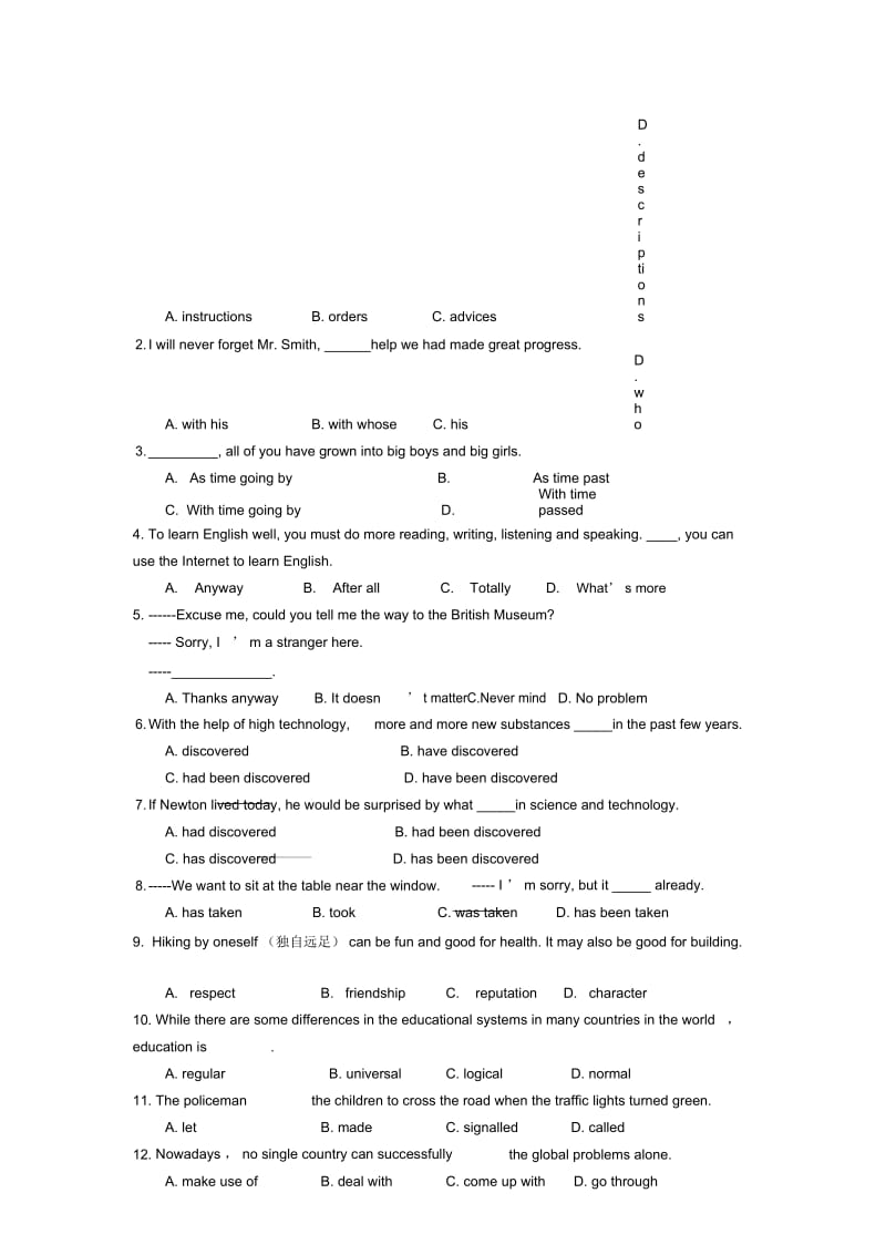 人教版高一英语必修2-UNIT3巩固练习.docx_第3页