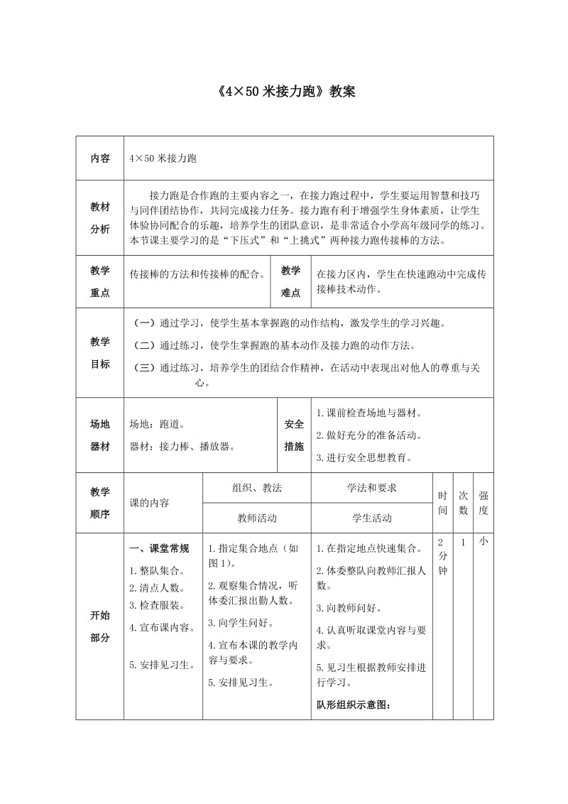 新人教版五至六年级体育下册《基本身体活动1.跑8.4×50米接力跑练习与比赛》公开课教案_21.doc_第1页