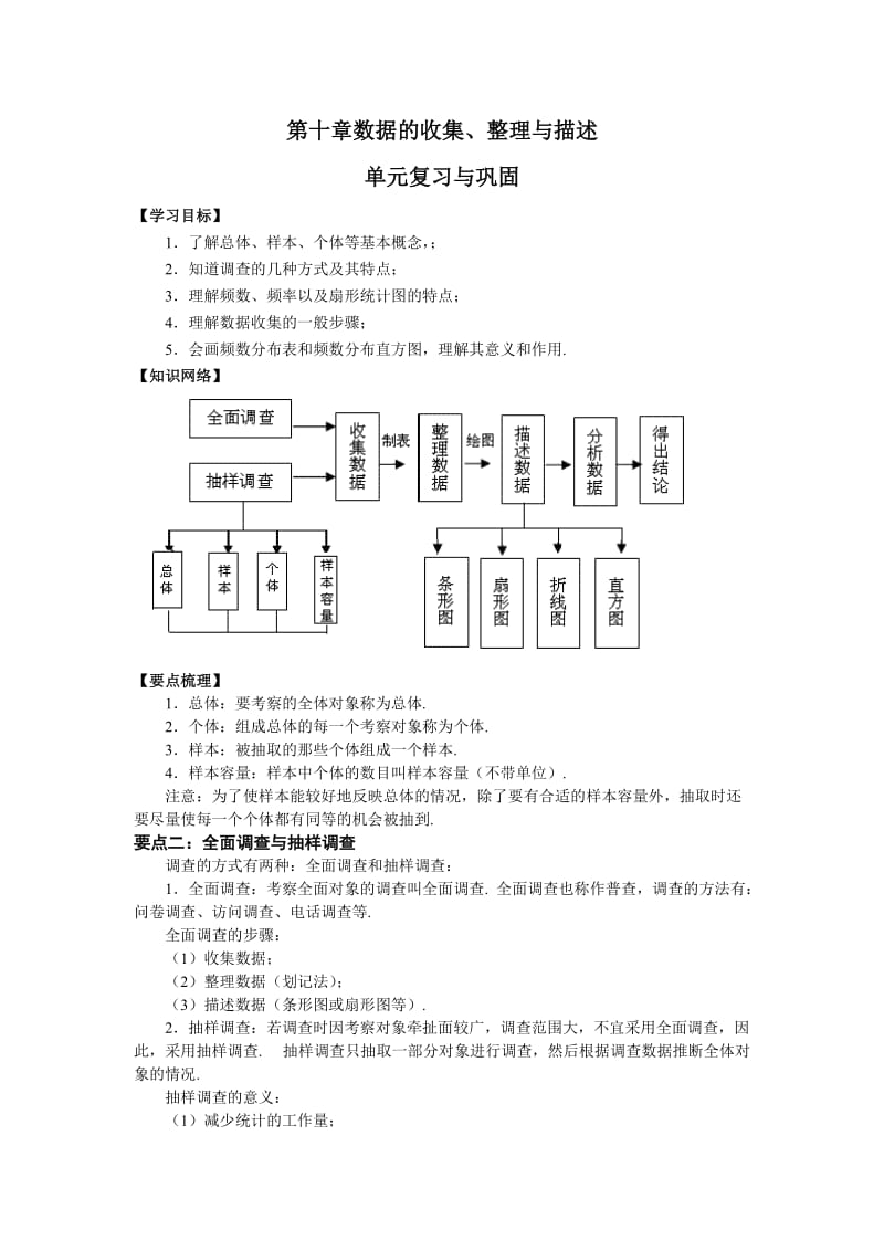 新人教版七年级数学下册《十章 数据的收集、整理与描述小结构建知识体系》教案_13.docx_第1页