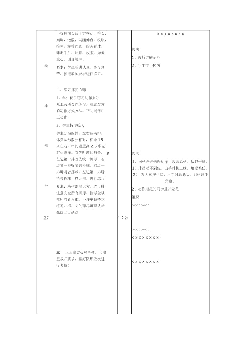 新人教版五至六年级体育下册《基本身体活动3.投掷3.双手从头后向前掷实心球考核》公开课教案_20.doc_第3页