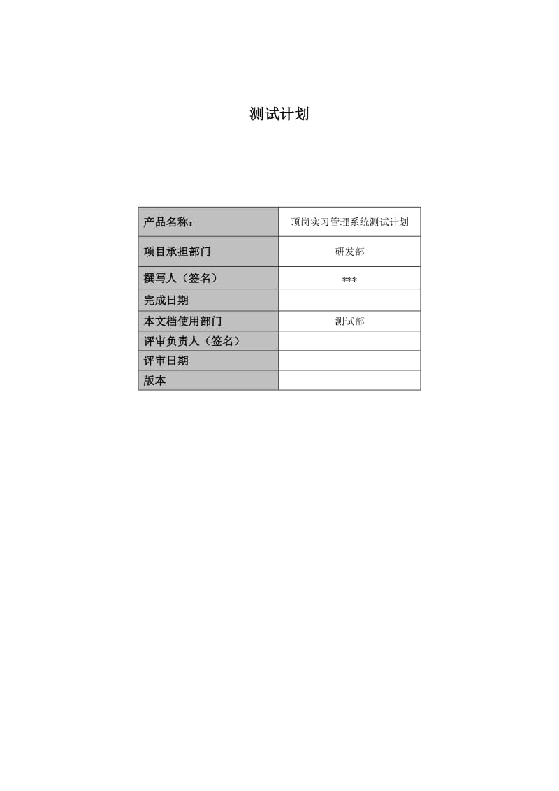 顶岗实习管理系统测试计划.doc_第1页