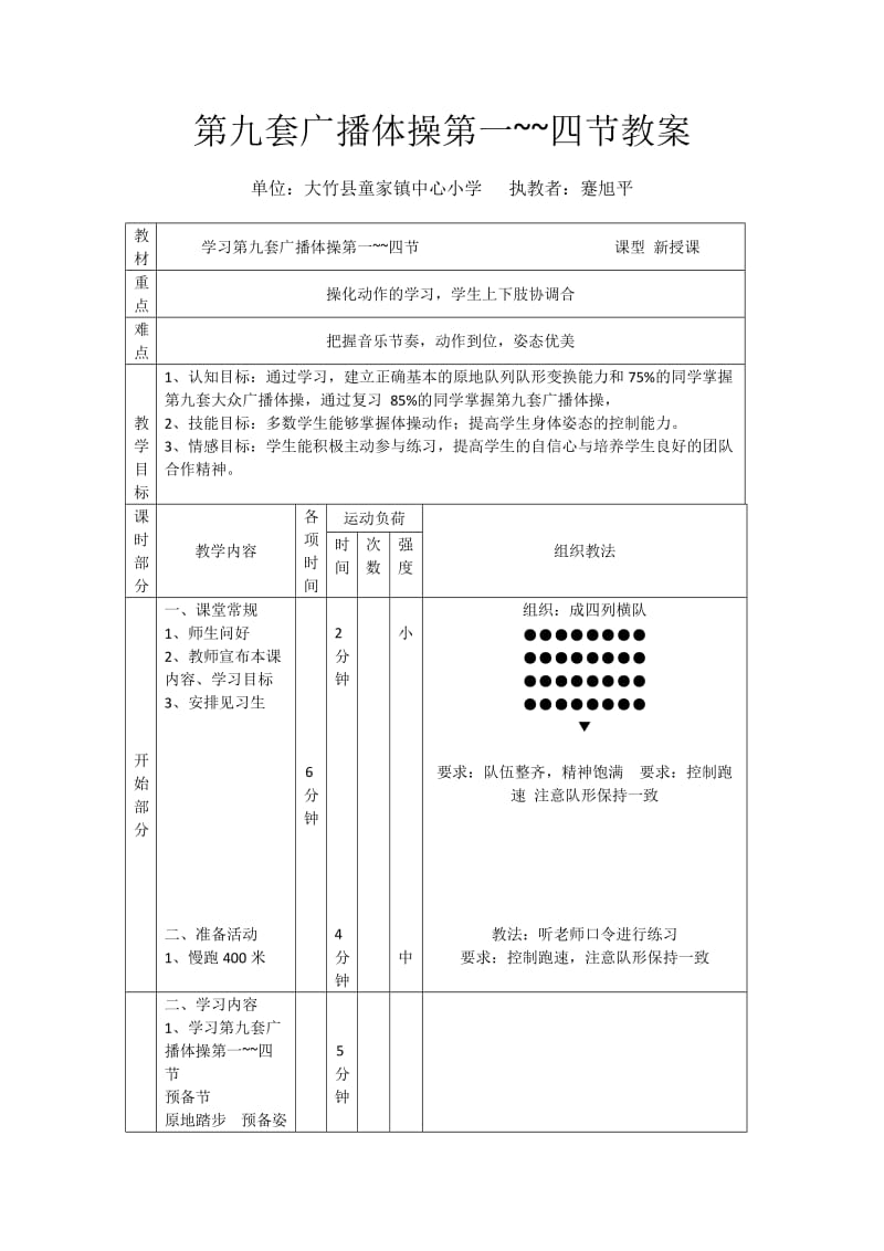 新人教版三至四年级体育下册《二、基本体操1.基本部位操1.基本部位操第一~四节》公开课教案_18.docx_第1页