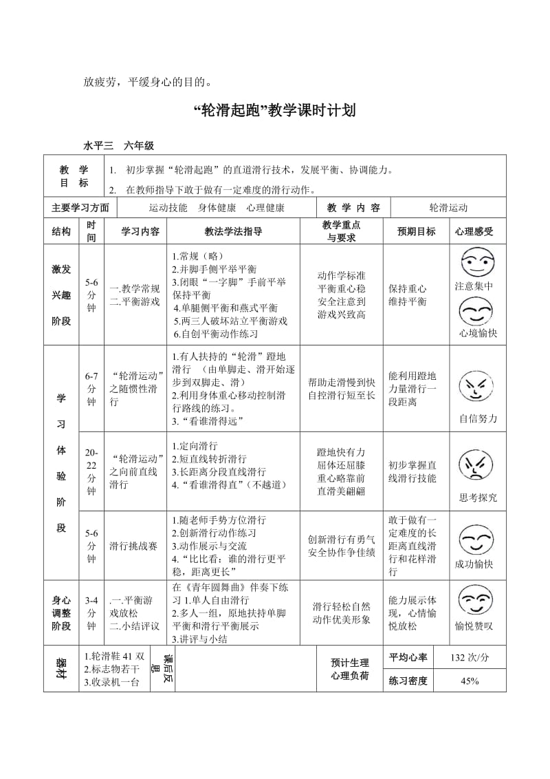 新人教版五至六年级体育下册《选用教材（可替换为校本内容）轮滑1.轮滑起跑》公开课教案_8.doc_第2页