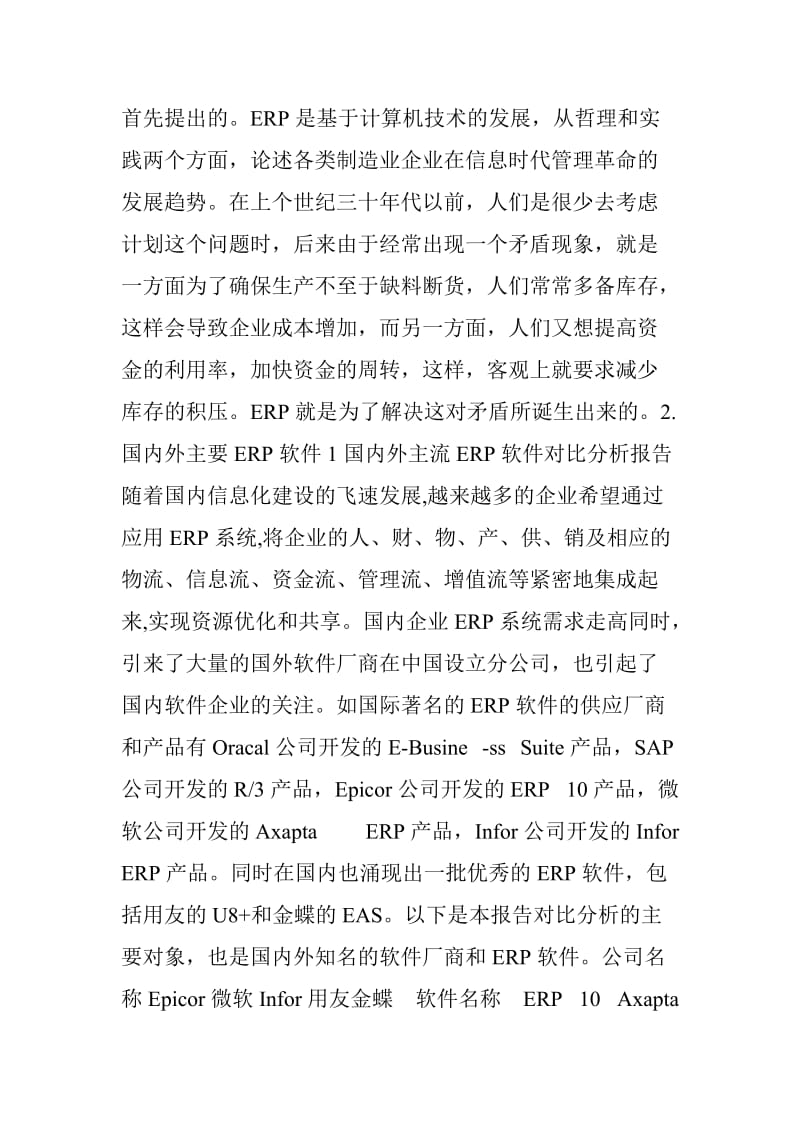 中国软件：国内外主流ERP软件对比分析报告 中国软件.doc_第2页