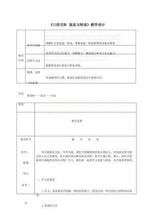 《口语交际 复述与转述》教学设计(表格).docx