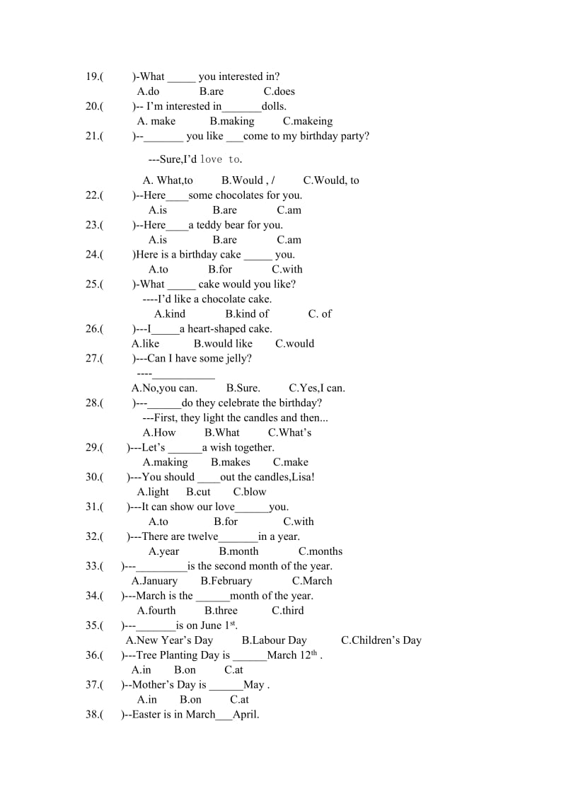 人教精通版六年级上册英语期末复习题单项选择专项训练.doc_第2页