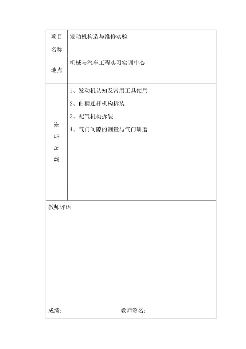 汽车检测与维修专业实习报告发动机构造与维修报告.doc_第2页