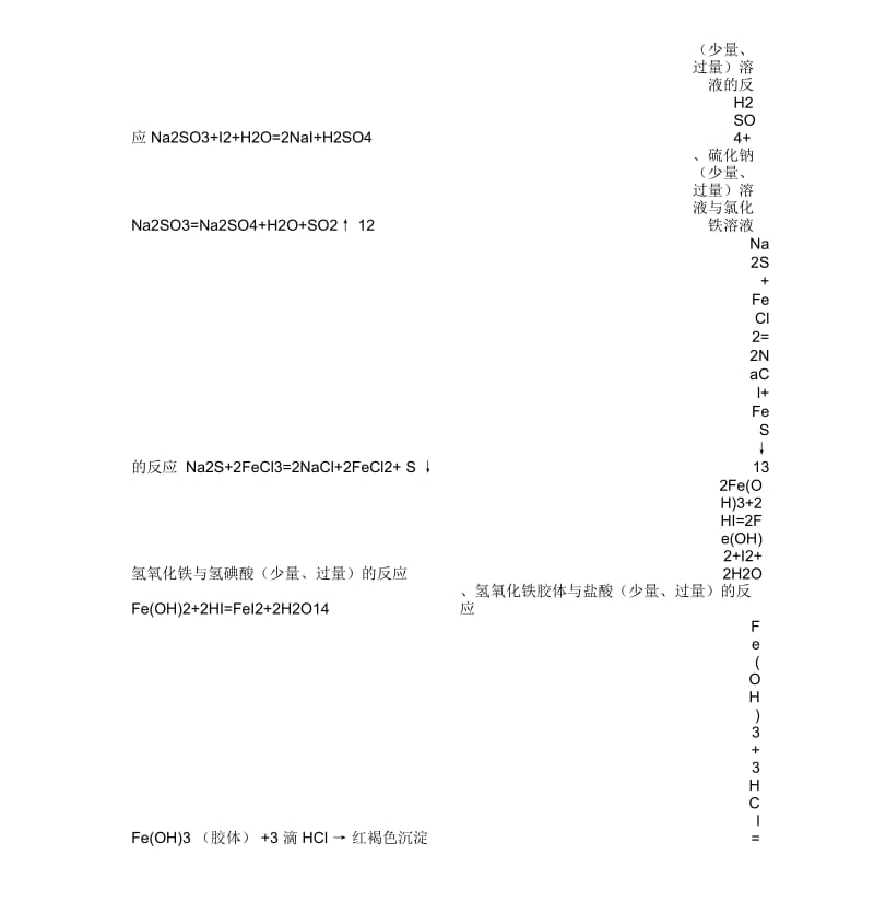 【优质文档】高一化学反应中反应物量的不同导致反应不同的方程式及离子式.docx_第2页