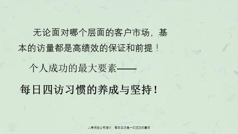 人寿保险公司培训每日四访是一切成功的基石.ppt_第2页