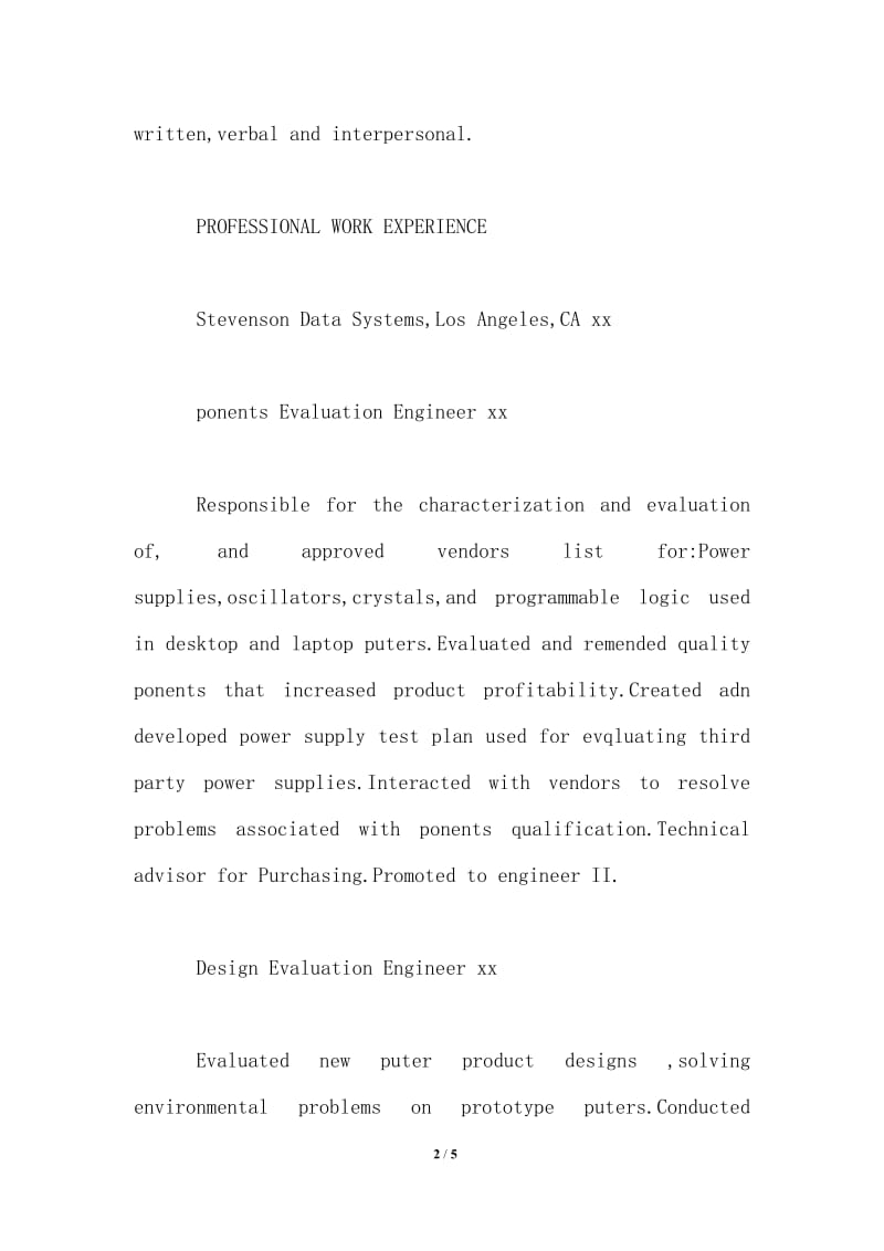 2021年电子专员求职英文简历.doc_第2页
