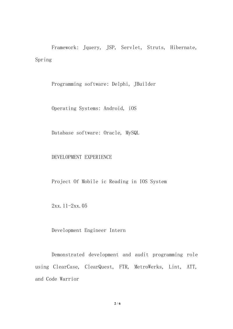 2021年移动端开发工程师英文简历.doc_第2页