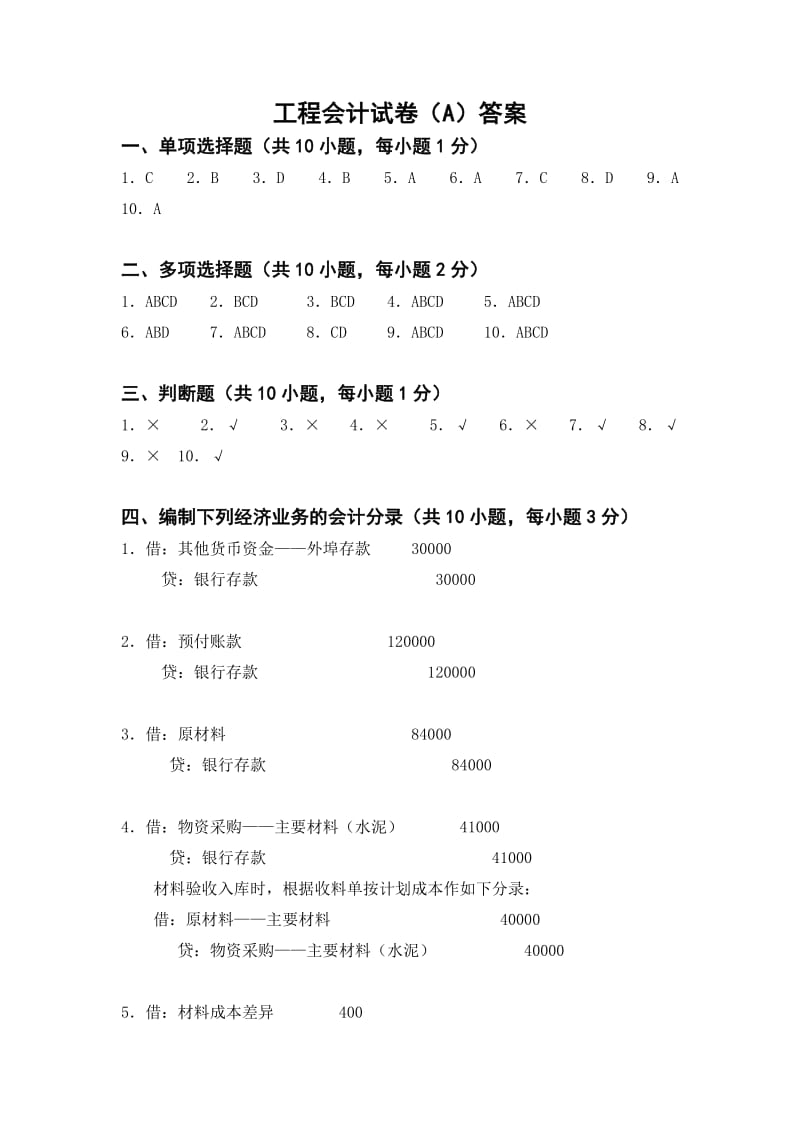 工程会计试卷A答案.doc_第1页