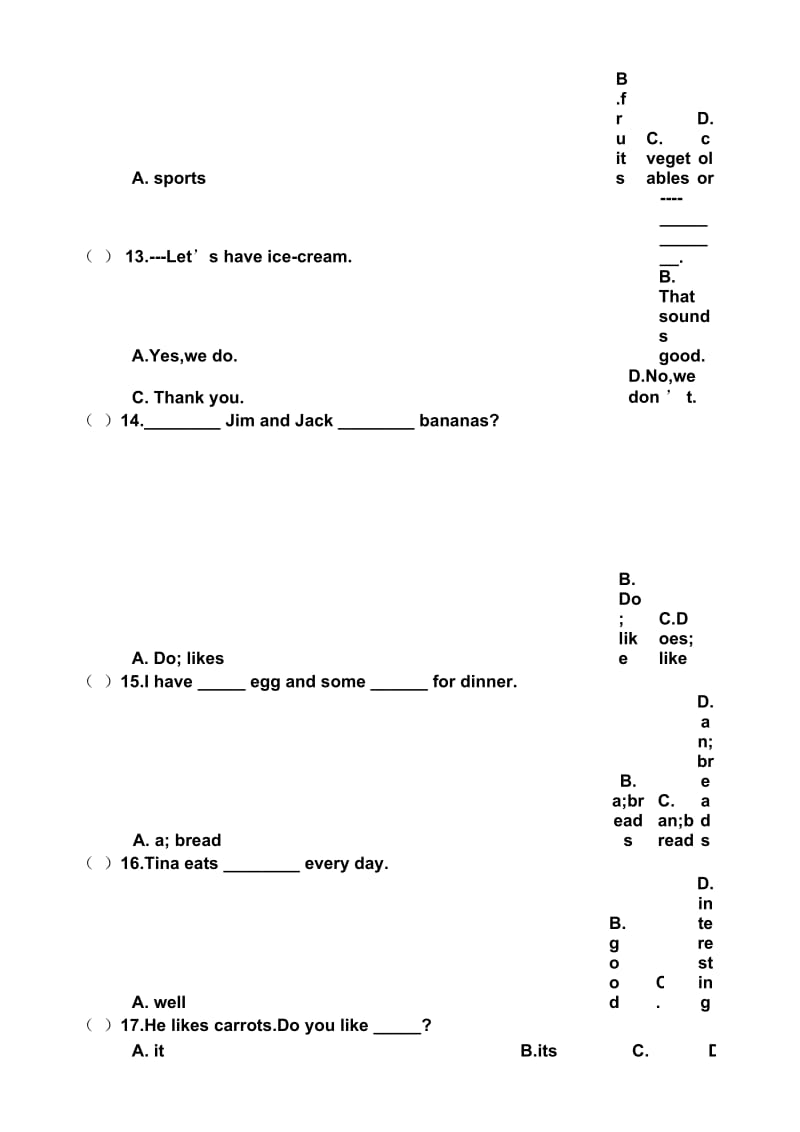 七上Unit6Doyoulikebananas？单元测试题.docx_第3页