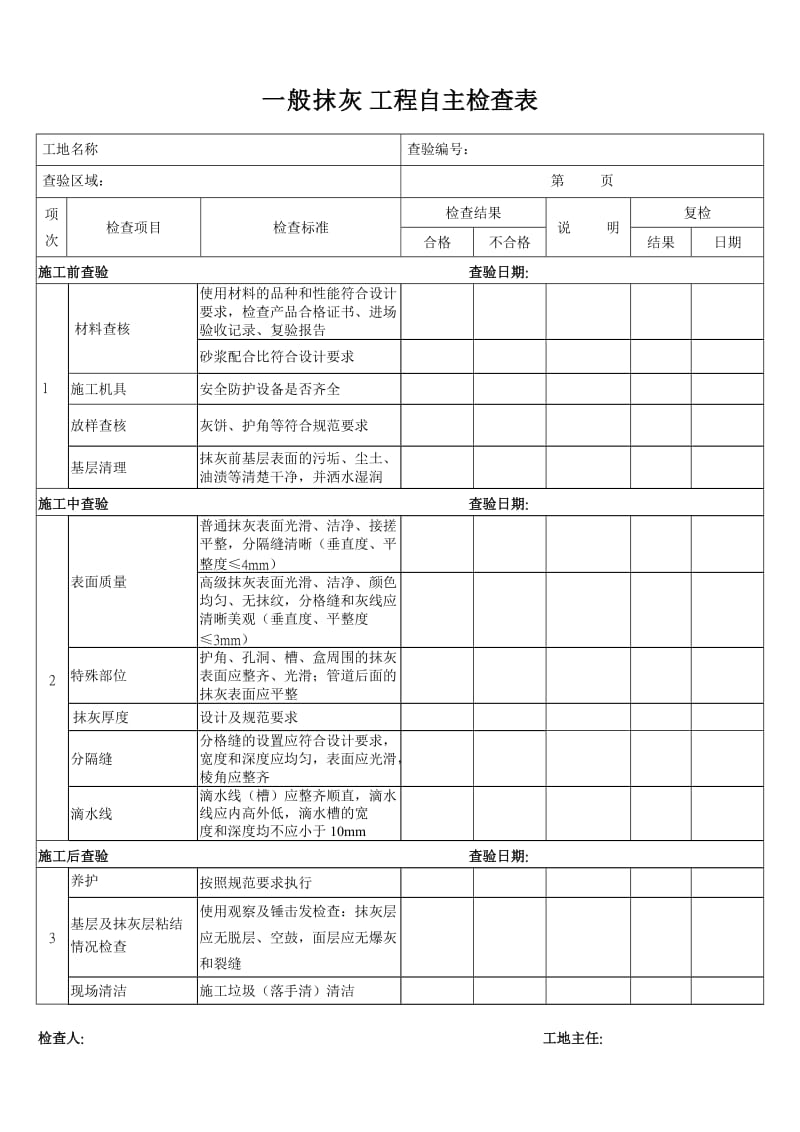 装饰工程自主检查表.doc_第1页