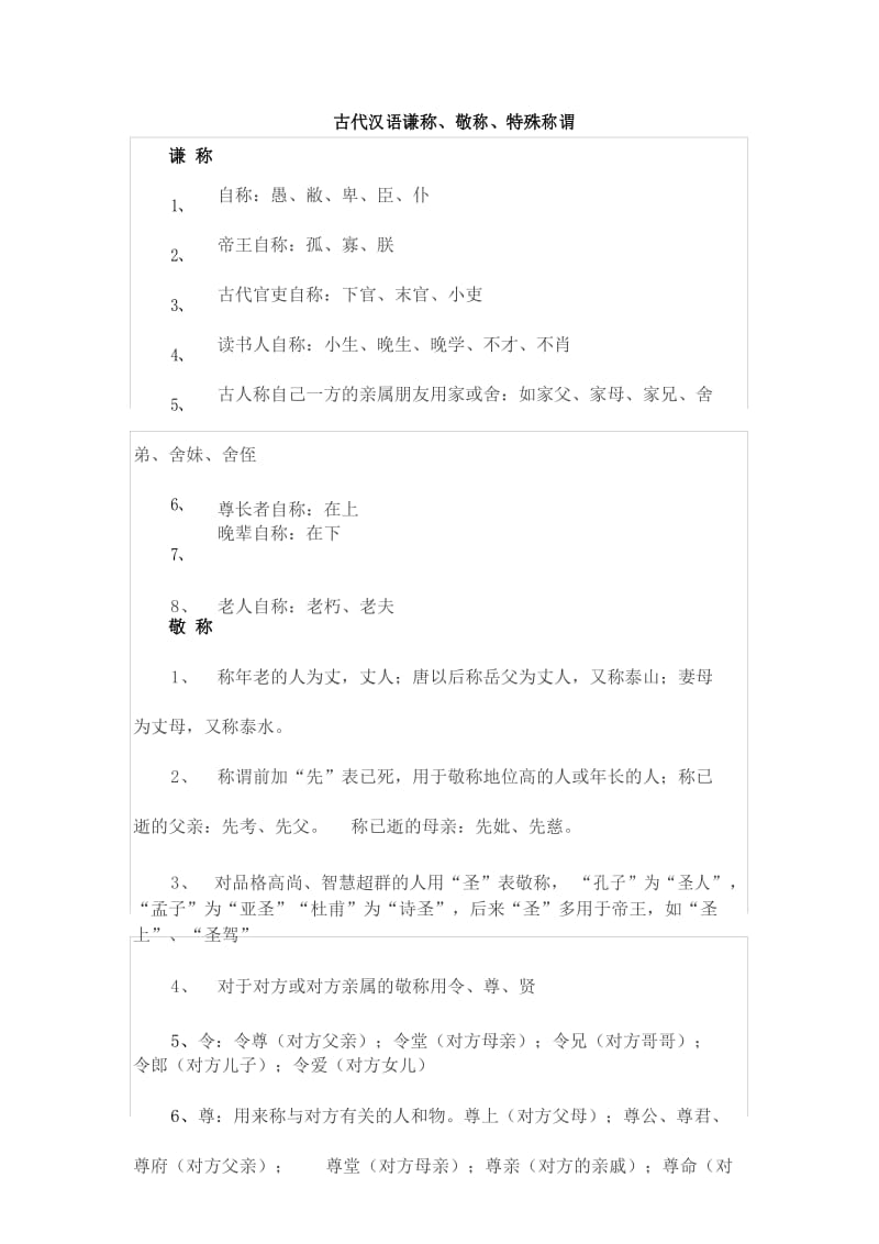 古代汉语谦称、敬称、特殊称谓.docx_第1页