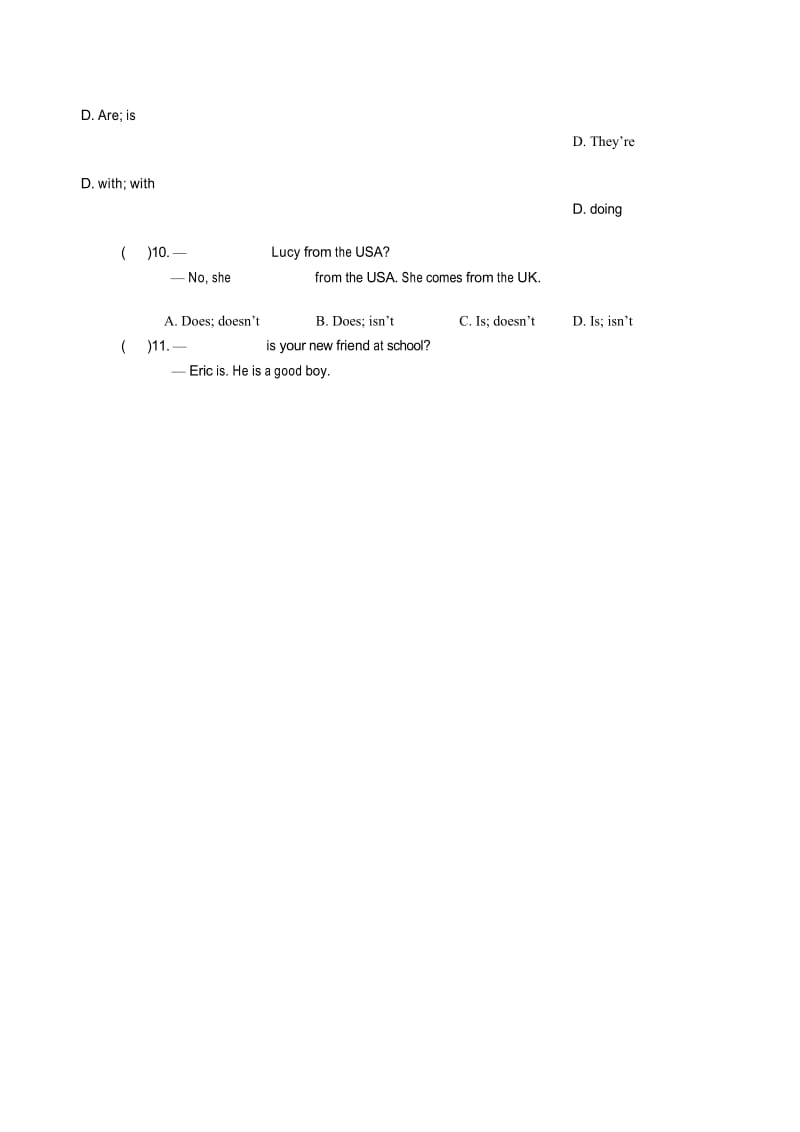 最新牛津译林版 初一英语七年级上册7A Unit1试题含答案.docx_第2页