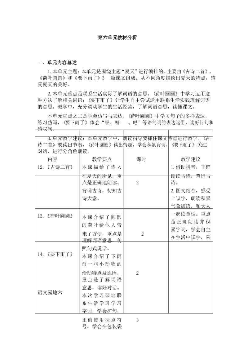 最新部编版一年级语文下册第六单元教材分析.docx_第1页