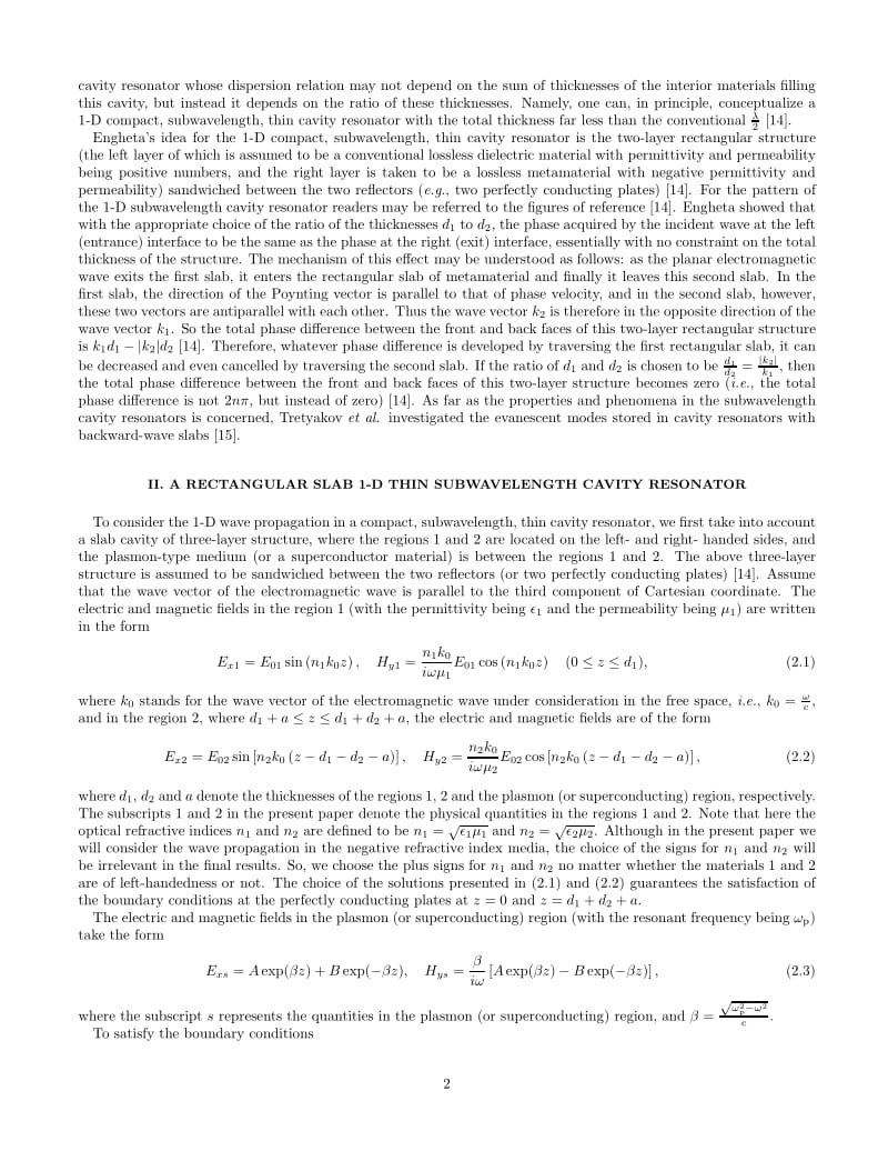 Three kinds of compact thin subwavelength cavity resonators containing lefthanded mediarectangular.pdf_第2页