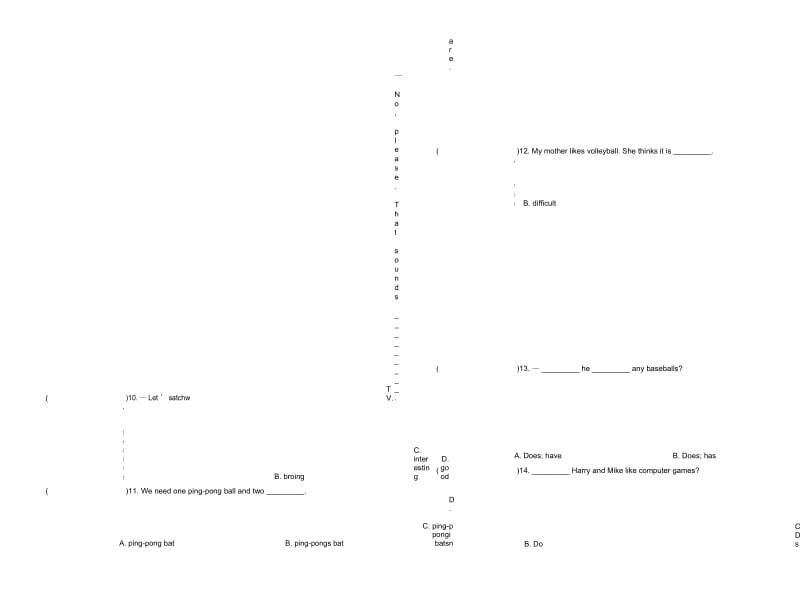 人教版七年级上册英语Unit5Doyouhaveasoccerball单元测试题.docx_第2页