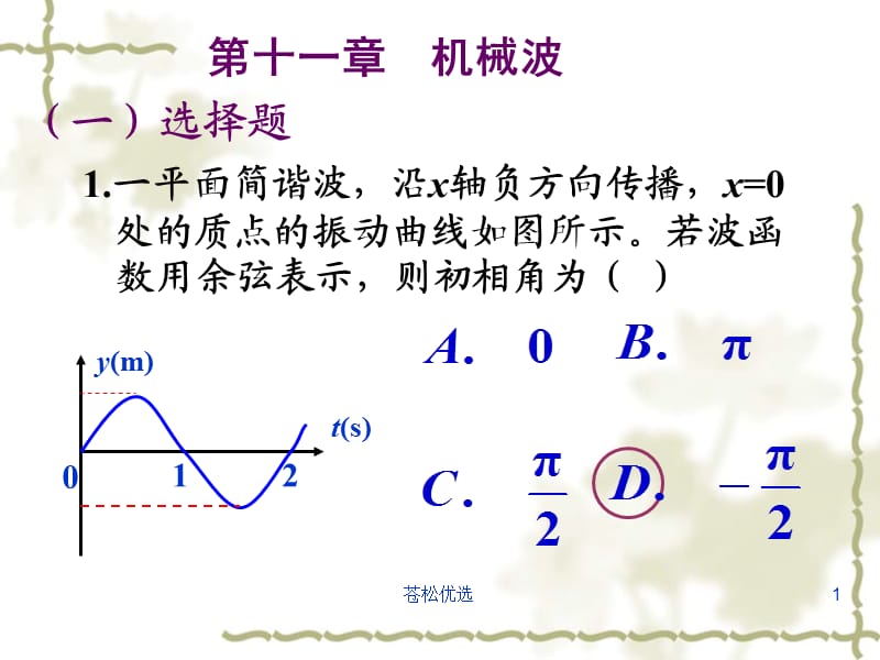 第11章机械波作业答案[基础资料].ppt_第1页