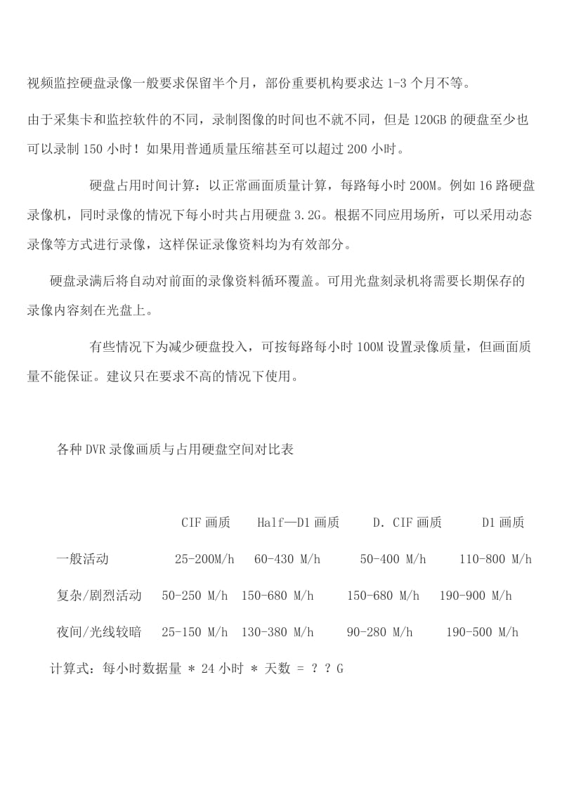 硬盘录像机的图像格式和硬盘大小如何计算.doc_第1页