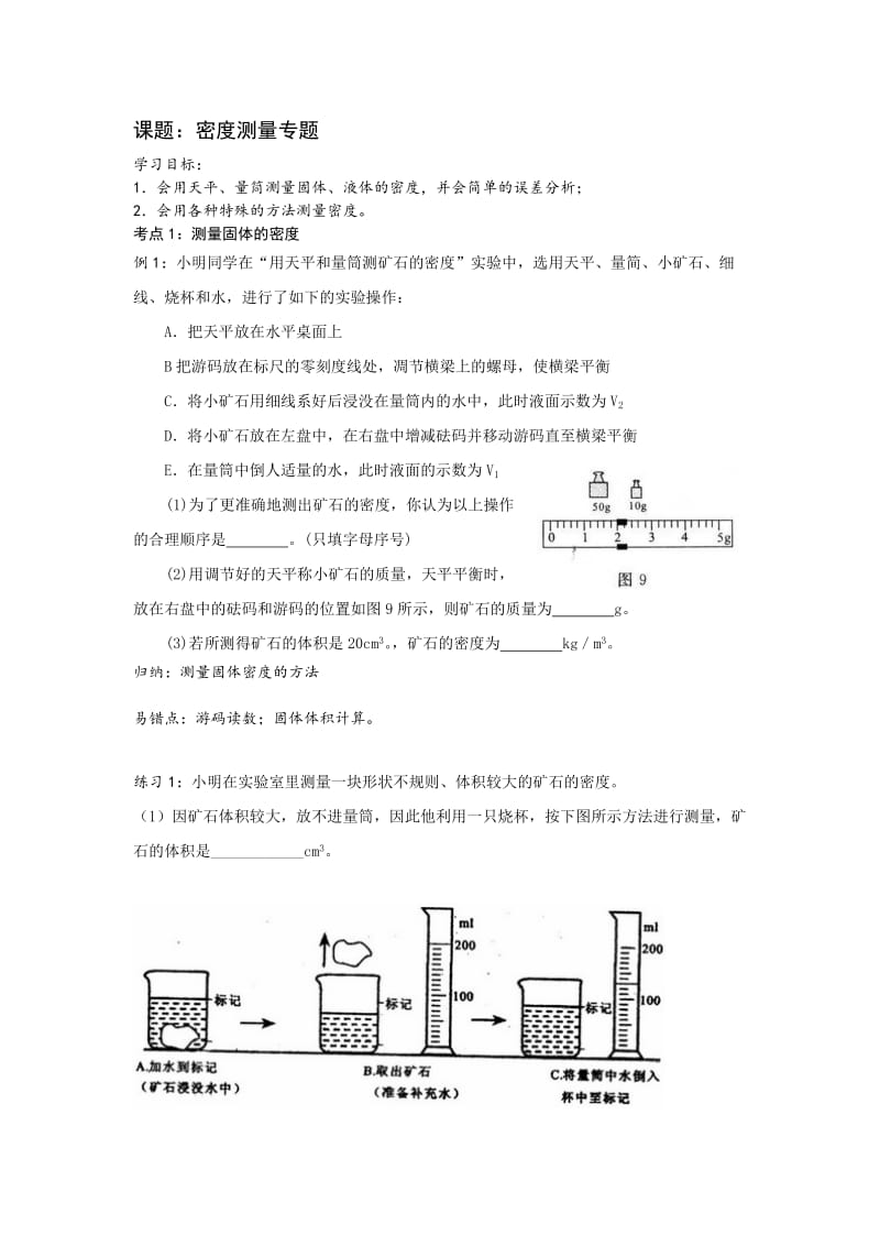 密度测量专题复习教案.doc_第1页