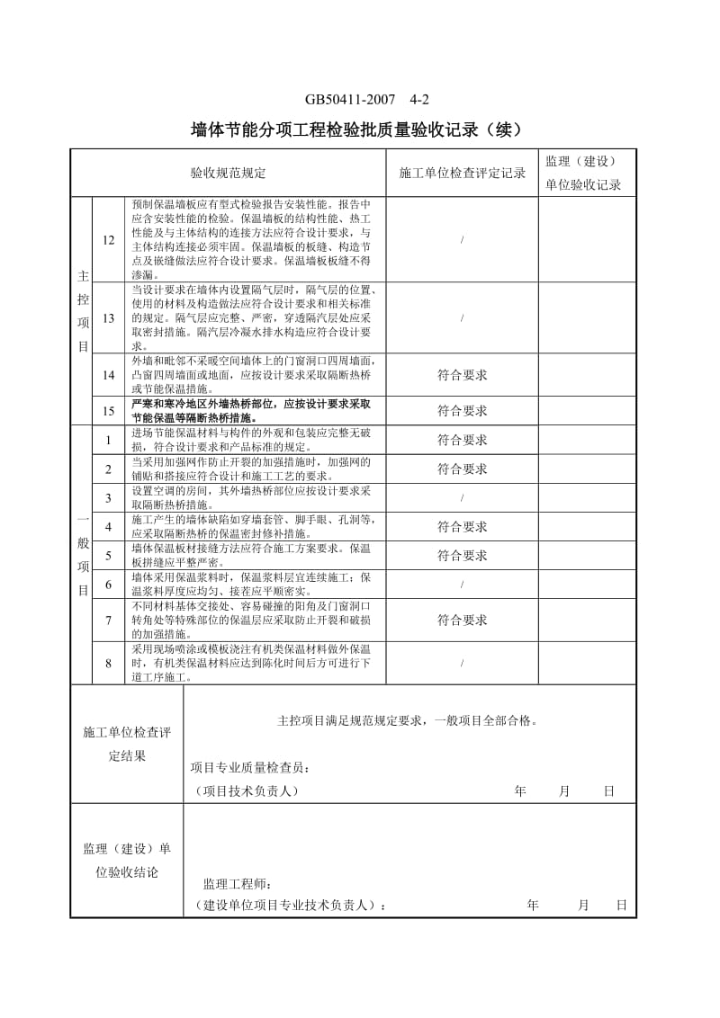 墙体节能分项工程检验批质量验收记录GB50411检验批表格.doc_第3页