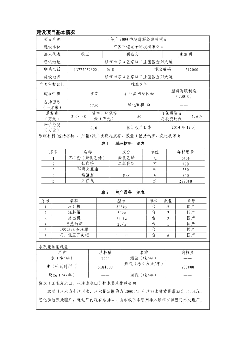 江苏正恺电子科技有限公司年产8000吨超薄彩绘薄膜项目环境影响报告表.doc_第2页