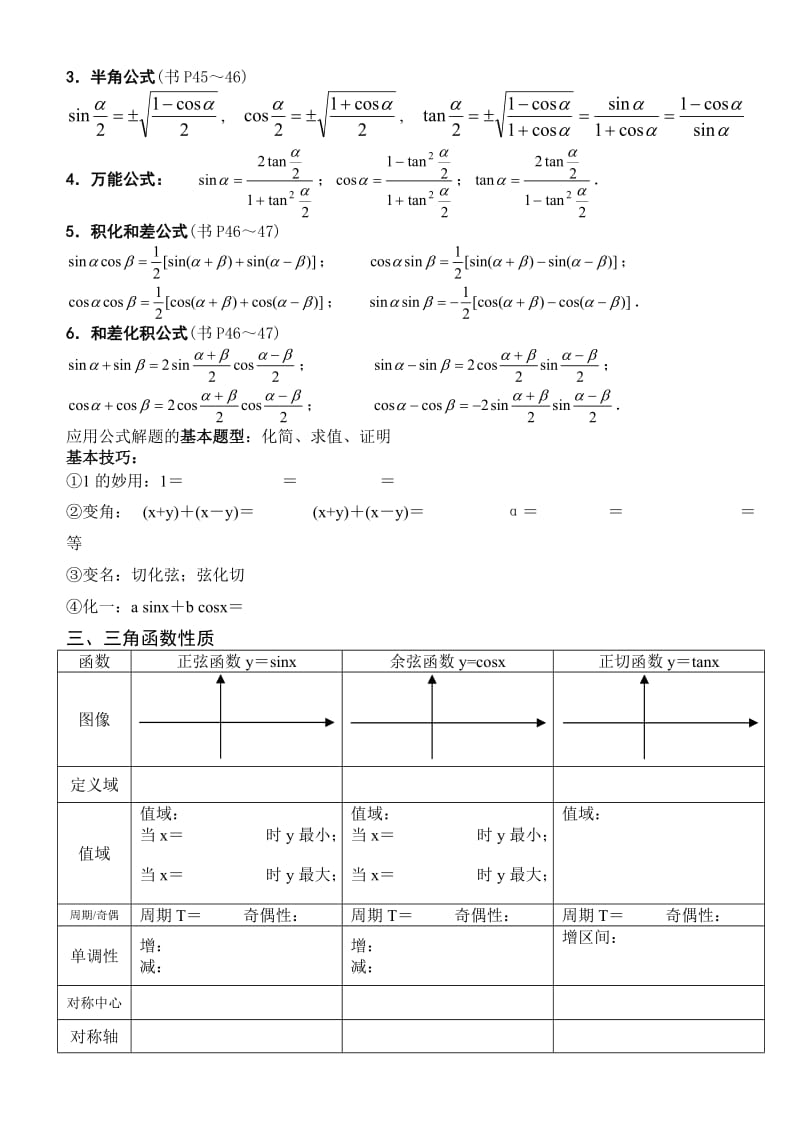 高中三角函数和平面向量基础知识总结.doc_第2页