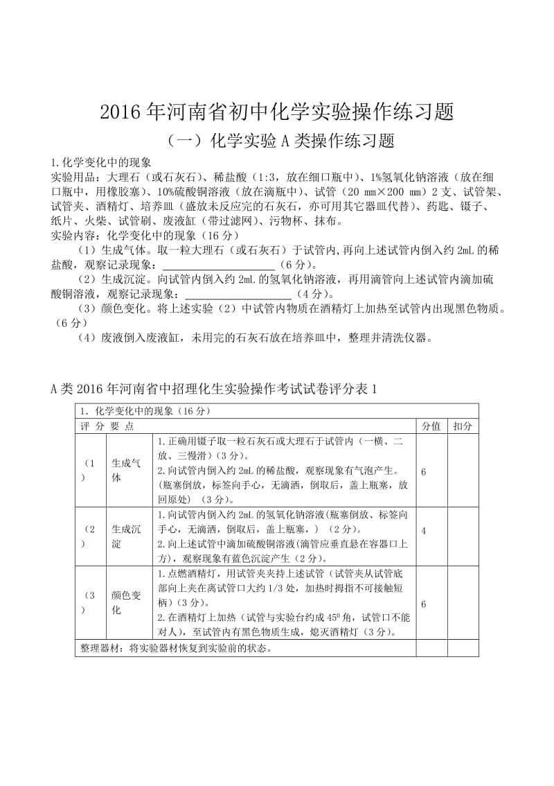 化学实考试操作练习及评分标准.doc_第1页