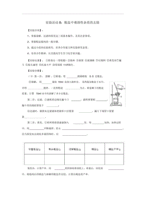 人教版九年级化学下册实验活动粗盐中难溶性杂质的去除教案.docx