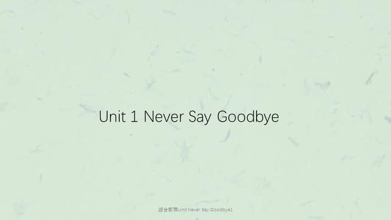 综合教程Unit Never Say Goodbye1课件.ppt_第1页