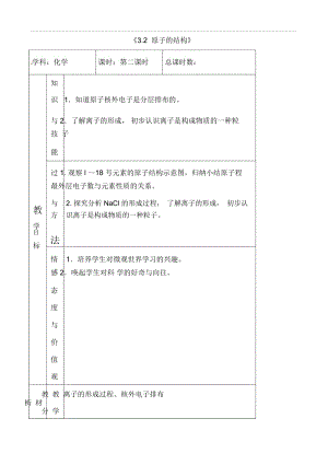 人教版九年级化学上册《3.2原子的结构》学案设计.docx