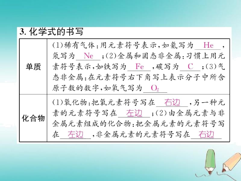 人教版九年级化学上册自然界的水化学式和化学价化学式习题课件.docx_第3页