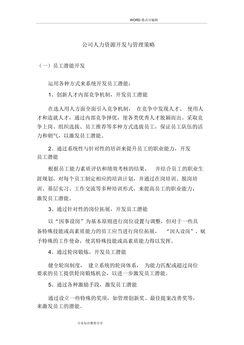 公司人力资源开发和管理策略.docx_第1页