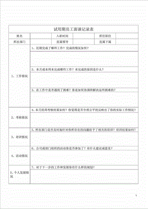 试用期员工面谈记录表.doc