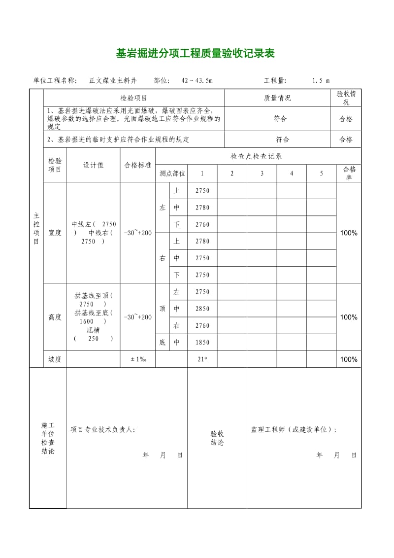 基岩掘进工程质量验收表格.doc_第2页