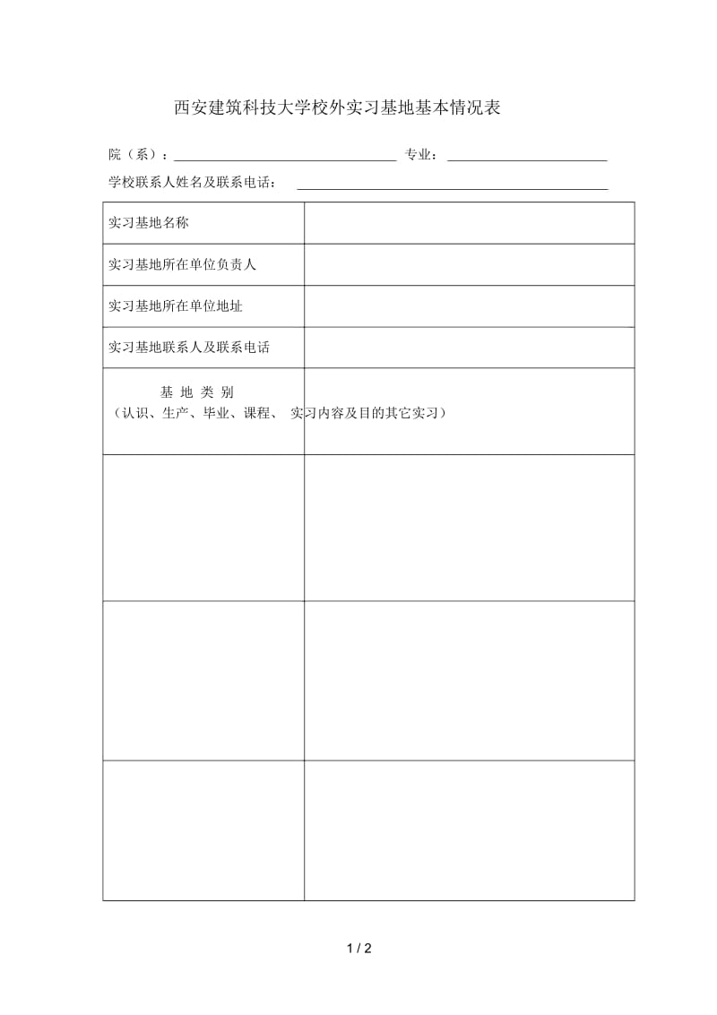 西安建筑科技大学校外实习基地基本情况表.docx_第1页