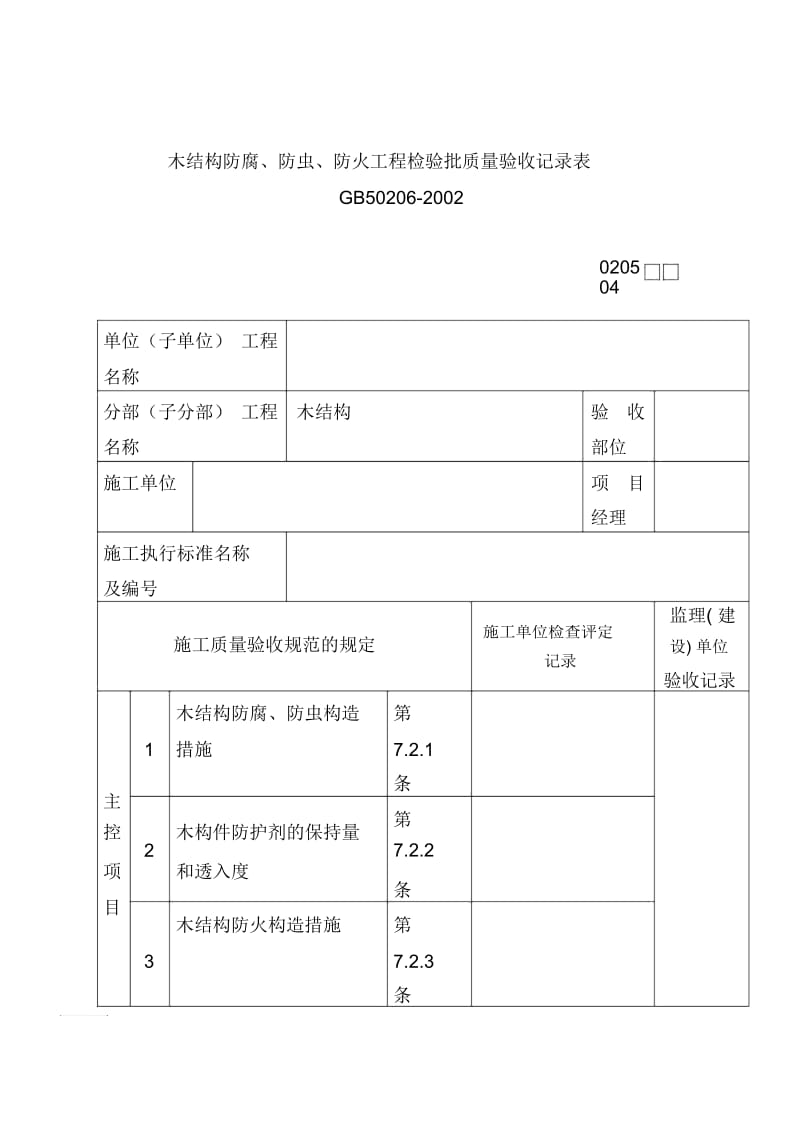 防虫与防火工程检验批质量验收记录表.docx_第1页