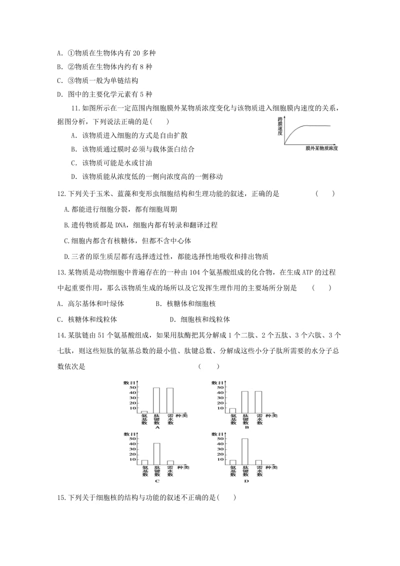 2021学年高一生物上学期期中考试模拟试题46 新人教版.doc_第3页