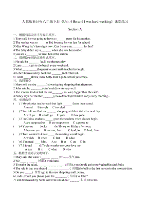 人教版新目标八年级下册《Unit 4 He said I was hardworking》课堂练习.doc