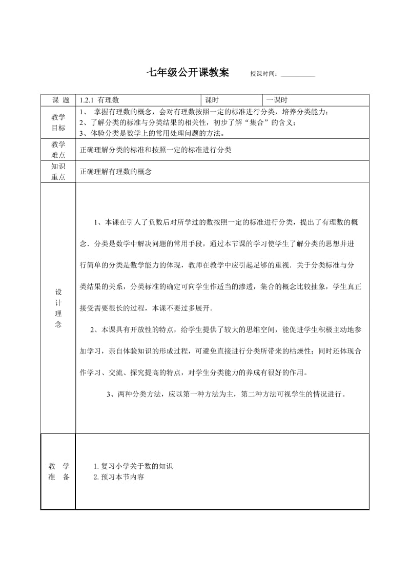 七年级公开课教案授课时间.doc_第1页