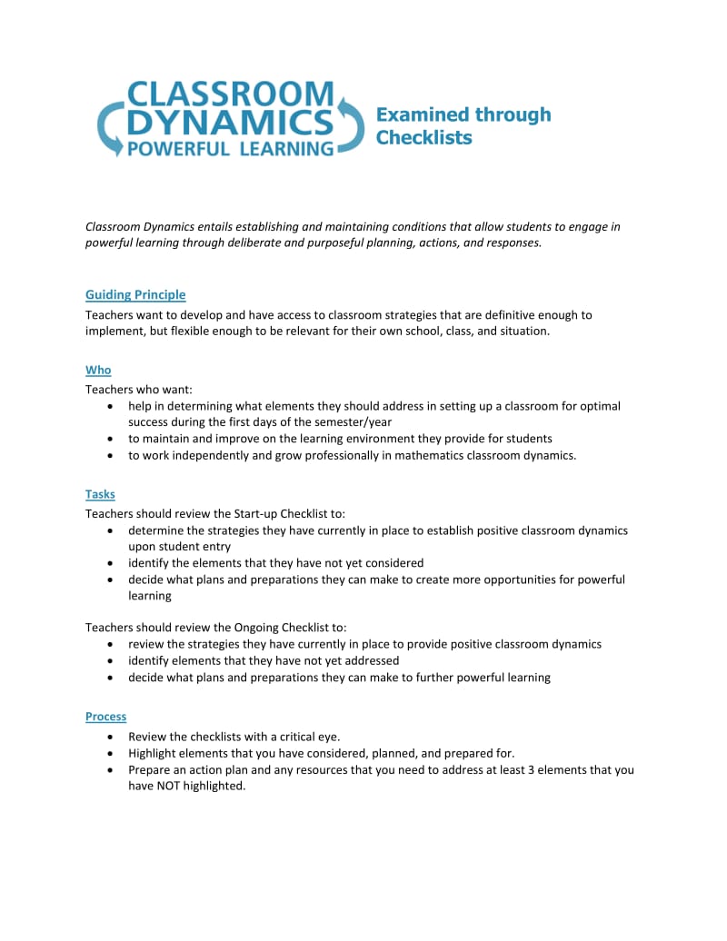 Classroom Dynamics ChecklistsEduGAINS Home.doc_第1页