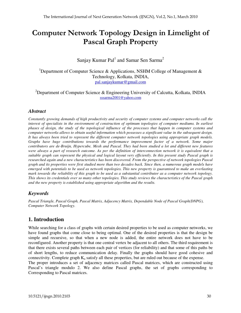 Computer Network Topology Design in Limelight of Pascal Graph Property.pdf_第1页
