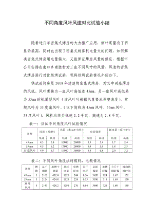 不同角度风叶风速对比试验小结.doc