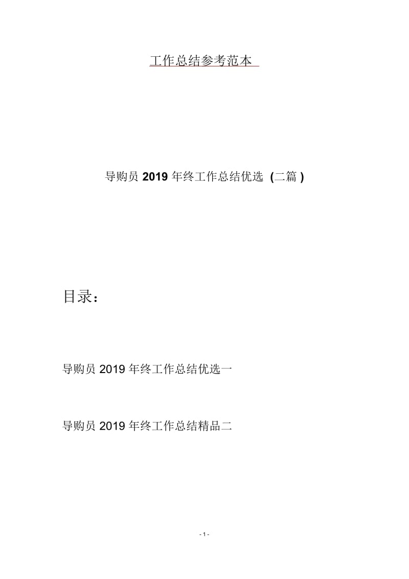 导购员2019年终工作总结优选(二篇).docx_第1页