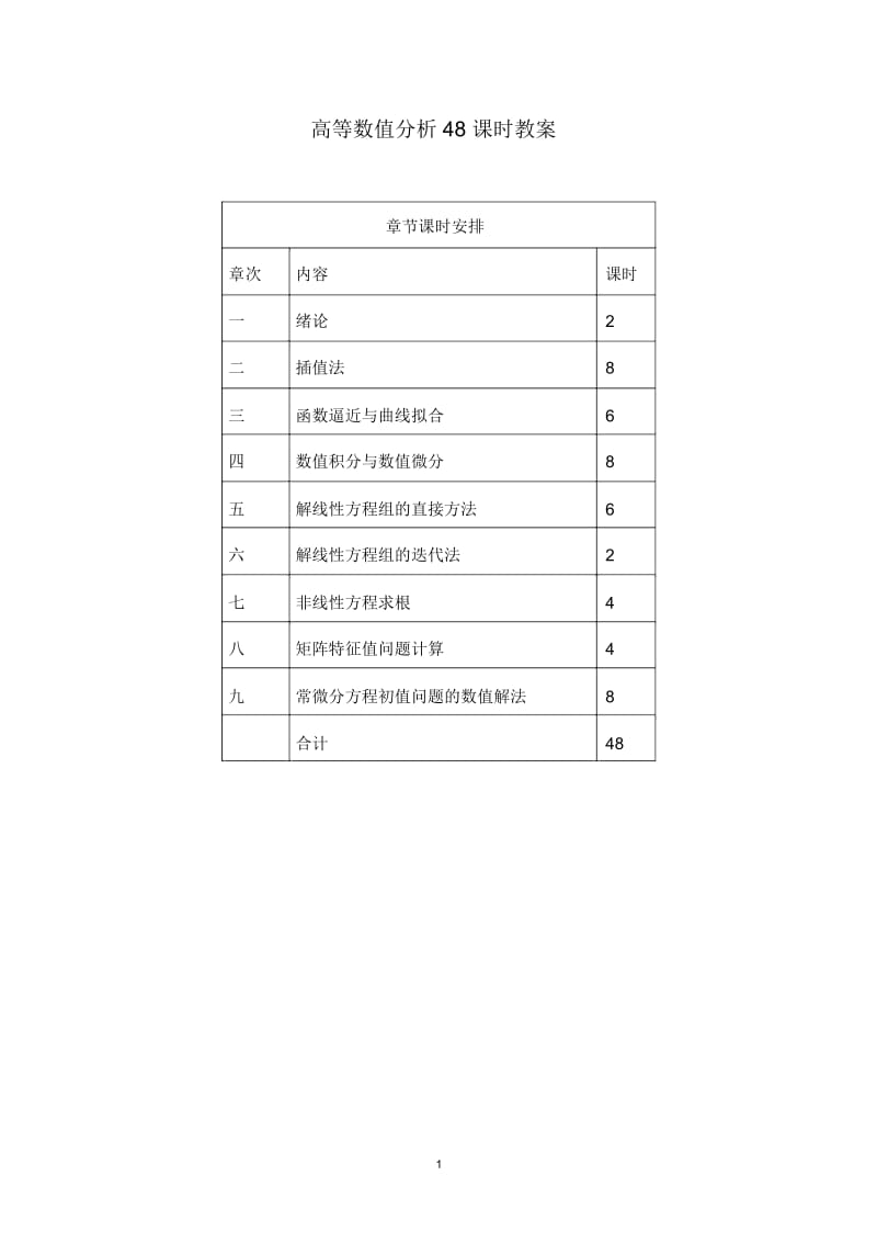 高等数值分析课时教学导案.docx_第1页