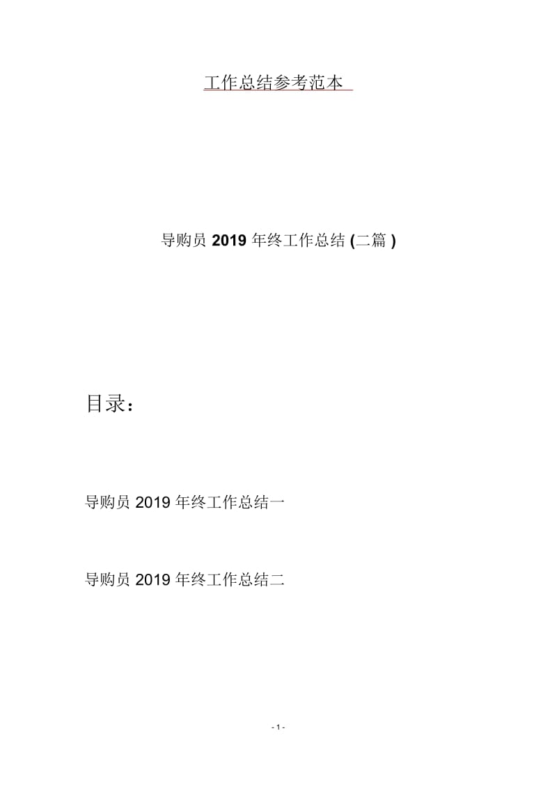 导购员2019年终工作总结(二篇).docx_第1页